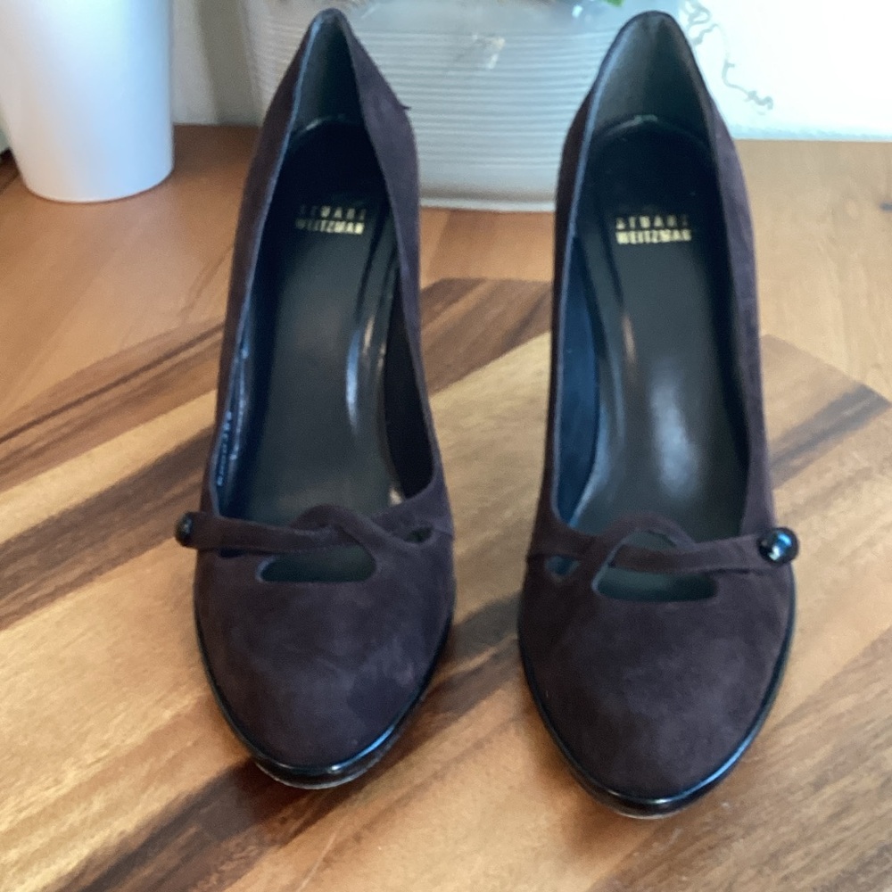 Stuart Weitzman Dark Brown Suede Heels 10